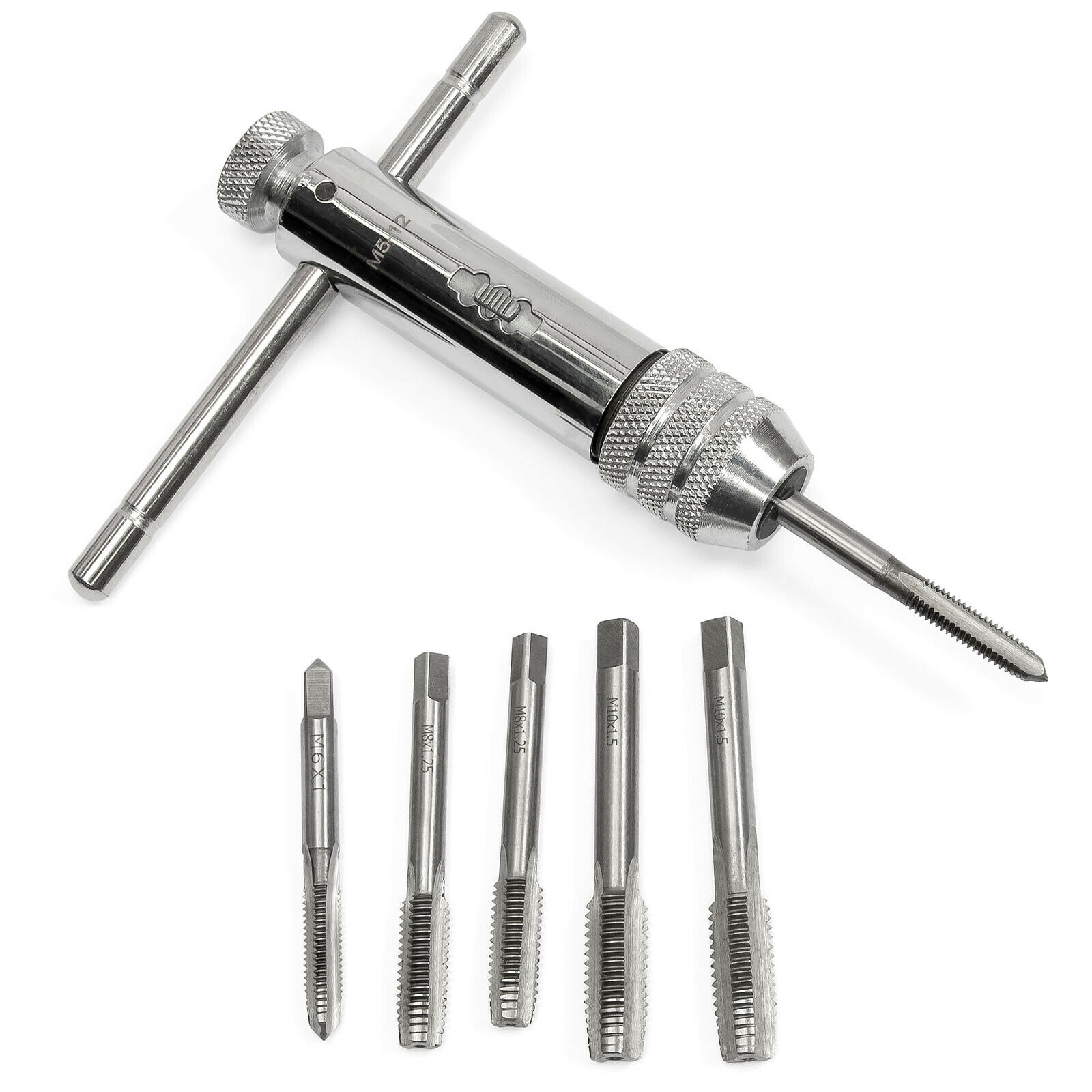 Gewindebohrer Set 7tlg. Ratsche Werkzeughalter Gewinde M6 – M10 Windeisen Knarre