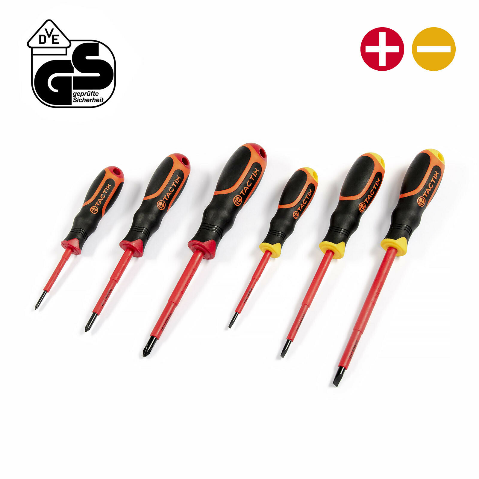 TACTIX VDE-Schraubendreher- Set 6-teilig - Kreuz, Schlitz