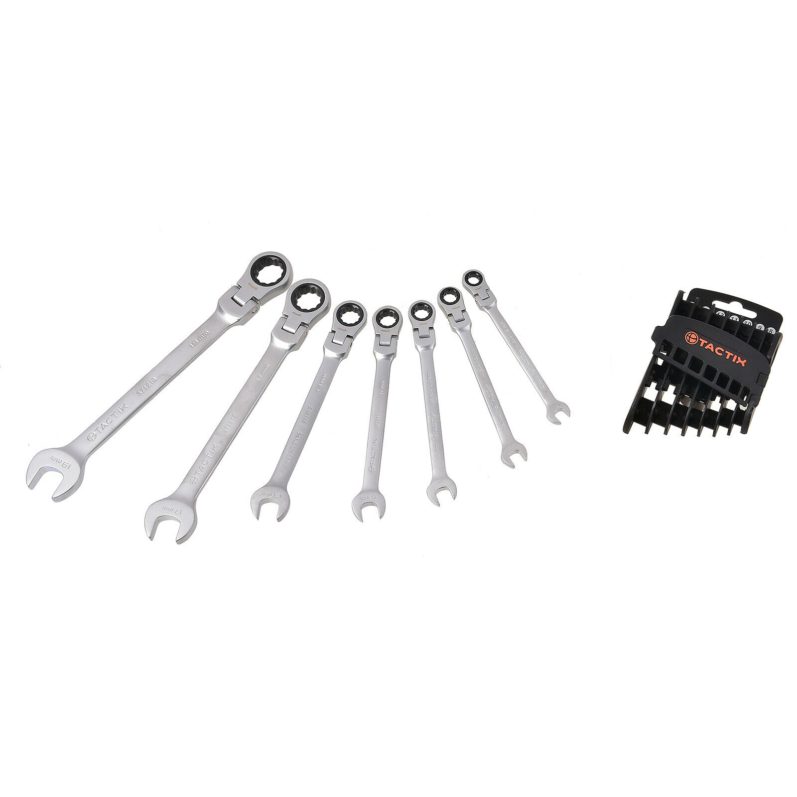 TACTIX Ratschenschlüssel-Set mit Flex Kopf 7tlg