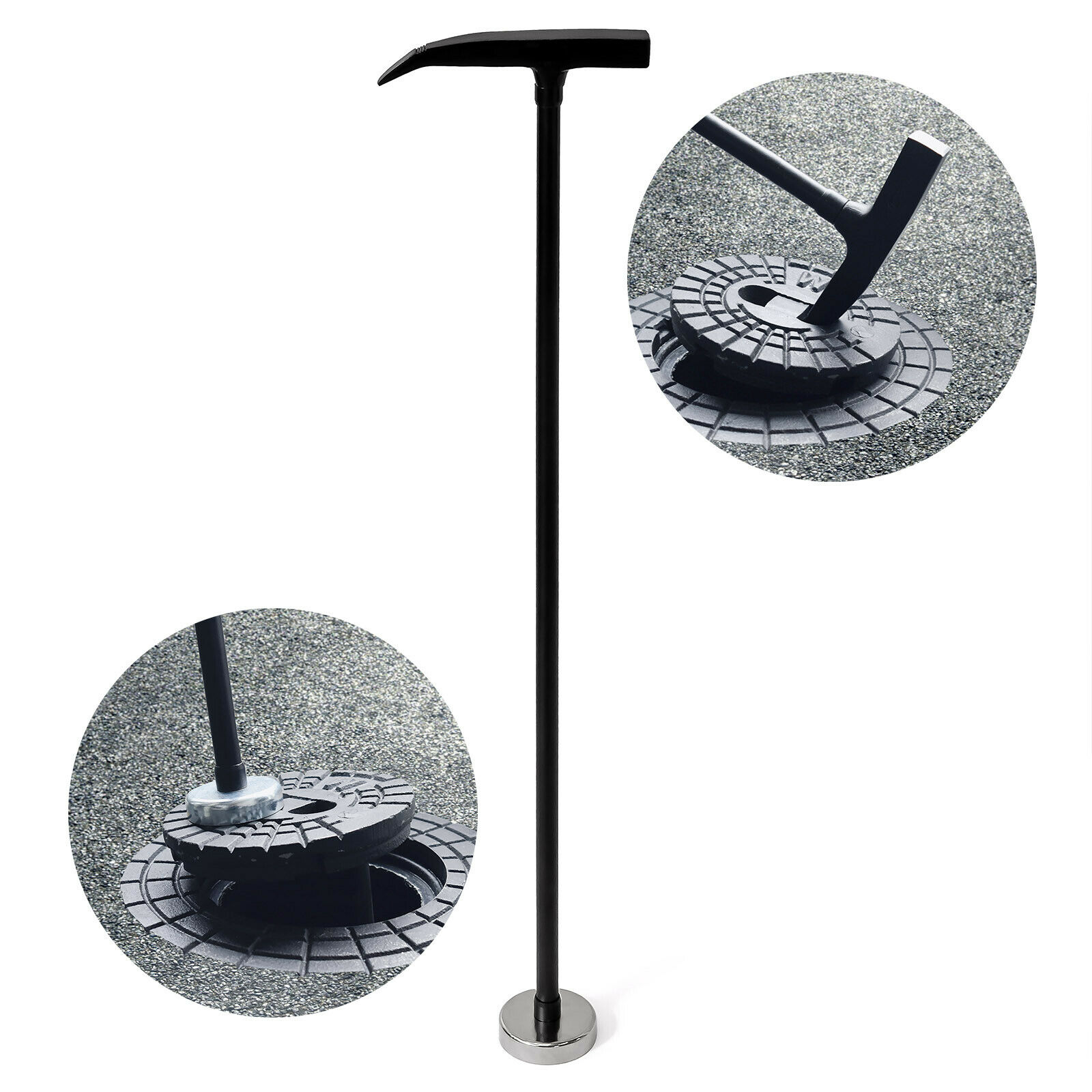 HYDROTEC Kappen Hammer mit Magnet, Kanaldeckel Straßenkappen Gulli Heber Öffner