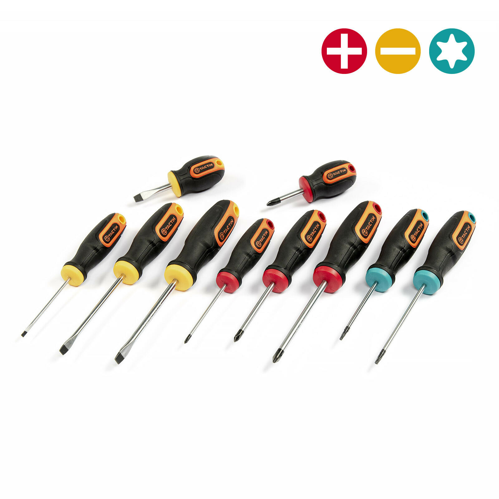 TACTIX Schraubendreher-Set 10-teilig - Kreuz, Schlitz