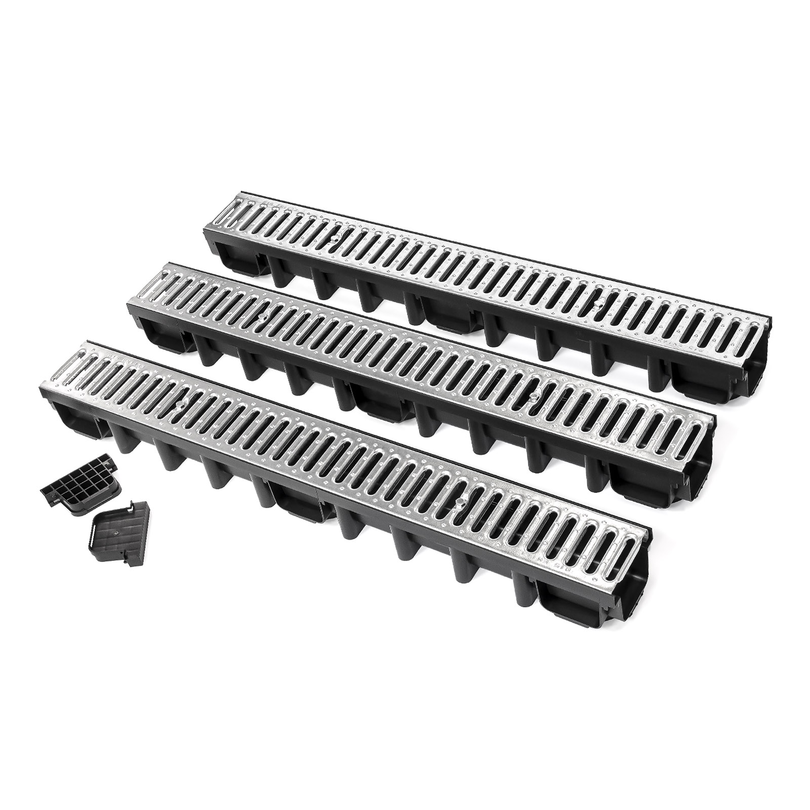 HYDROTEC SELFline Kunststoffrinne mit verzinktem Stahlrost 3er-Set